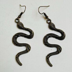Bronze Snake Earrings Goth Dangling Punk Emo Edgy Grunge Handmade Festival